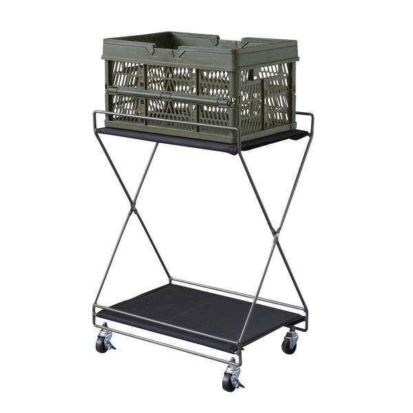 フォールディングワゴン S MIP-81BK 2段 ワゴン カート キャスター付き  折りたたみ コンパクト 省スペース スチール おしゃれ | 東谷 | 01