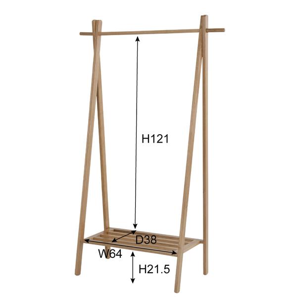 ハンガー MTK-527NA ハンガーラック ナチュラル ワードローブ フリーラック 木製スタンド 収納家具 | 東谷 | 02