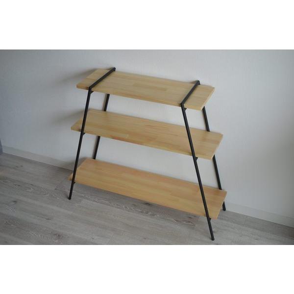 アイアンレッグラック 3段 NIT-11BK 収納 工具不要 簡易組立 簡単 アウトドア 軽量 整理 木製 ナチュラル | 東谷 | 04