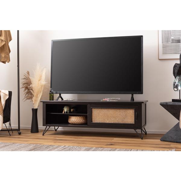 TVボード PM-335BK テレビボード ローボード テレビ台 収納 AVラック ラタン 籐 ミンディ ナチュラル | 東谷 | 01