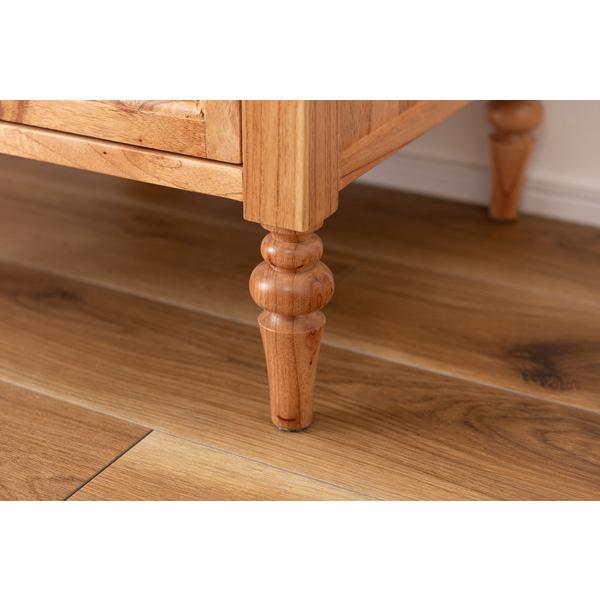 デスク PM-515NA 机 テーブル 木製デスク アンティーク調 ラタン 引出 引き出し 天然木 ミンディ 可動板 かわいい ボビンレッグ | 東谷 | 18