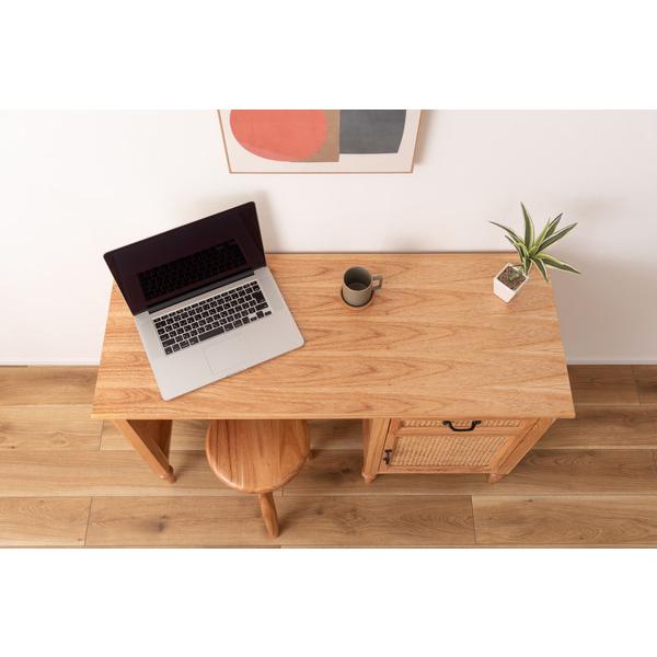 デスク PM-515NA 机 テーブル 木製デスク アンティーク調 ラタン 引出 引き出し 天然木 ミンディ 可動板 かわいい ボビンレッグ | 東谷 | 08