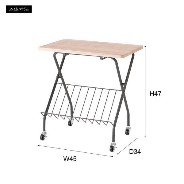 フォールディングサイドテーブル PT-201 テーブル 折折りたたみ式テーブル テーブル フォールディング キャスター付き 収納 移動 おしゃれ 木目調 | 東谷 | 09