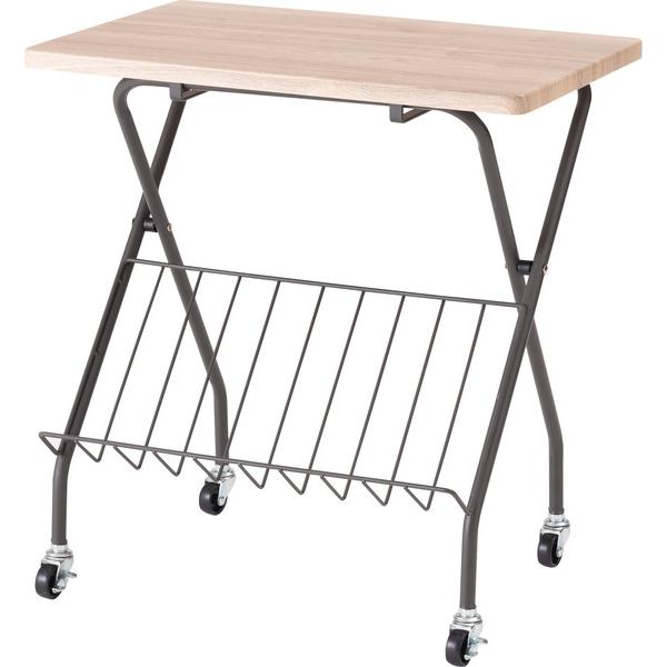 フォールディングサイドテーブル PT-201 テーブル 折折りたたみ式テーブル テーブル フォールディング キャスター付き 収納 移動 おしゃれ 木目調 | 東谷 | 01