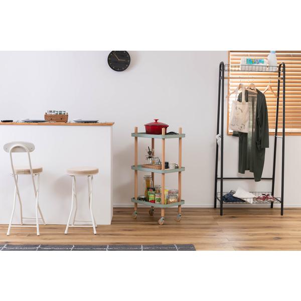 ワゴン 3D PW-53マルチワゴン 3段 キッチンワゴン サイドテーブル ナイトテーブル  ベッドサイド キャスター トレー 木製 天然木 北欧 | 東谷 | 19