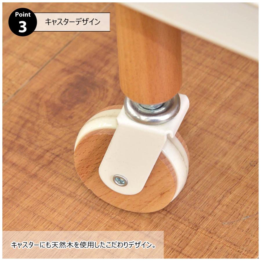ワゴン 3D PW-53マルチワゴン 3段 キッチンワゴン サイドテーブル ナイトテーブル  ベッドサイド キャスター トレー 木製 天然木 北欧 | 東谷 | 06