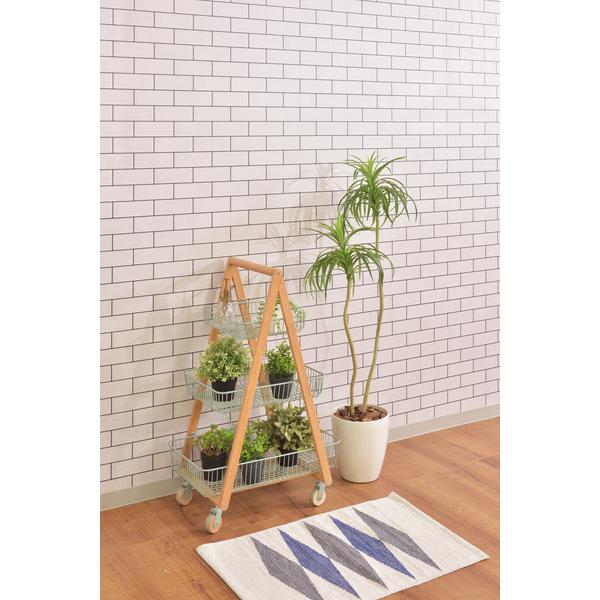 ワゴン 4D PW-54 バスケットワゴン キッチンワゴン ガーデンプランター フェイクグリーン 植物 観葉植物 天然木 木製 スチール 北欧 | 東谷 | 10