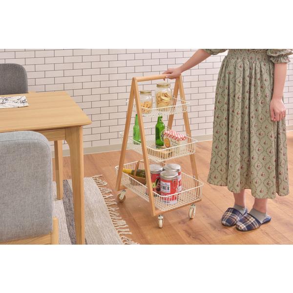 ワゴン 4D PW-54 バスケットワゴン キッチンワゴン ガーデンプランター フェイクグリーン 植物 観葉植物 天然木 木製 スチール 北欧 | 東谷 | 13