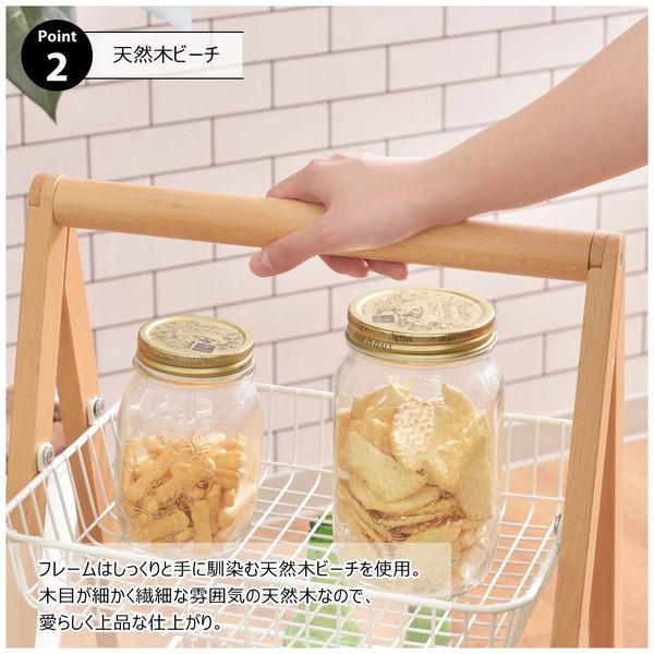 ワゴン 4D PW-54 バスケットワゴン キッチンワゴン ガーデンプランター フェイクグリーン 植物 観葉植物 天然木 木製 スチール 北欧 | 東谷 | 05