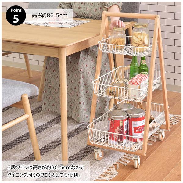 ワゴン 4D PW-54 バスケットワゴン キッチンワゴン ガーデンプランター フェイクグリーン 植物 観葉植物 天然木 木製 スチール 北欧 | 東谷 | 08