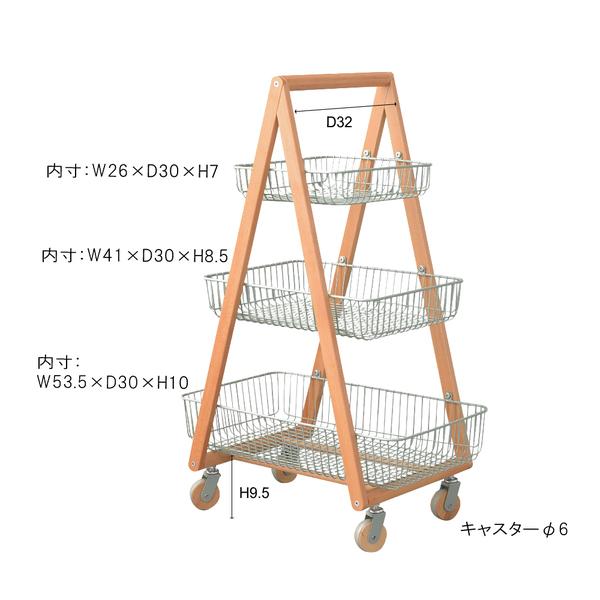 ワゴン 4D PW-54 バスケットワゴン キッチンワゴン ガーデンプランター フェイクグリーン 植物 観葉植物 天然木 木製 スチール 北欧 | 東谷 | 09