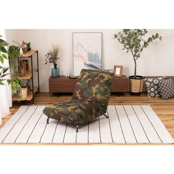 フロアローソファ RKC-936CM ソファ 椅子 座椅子 ローチェア インテリア 一人用 1人用 1P 42段階リクライニング 迷彩 カモフラ スタイル