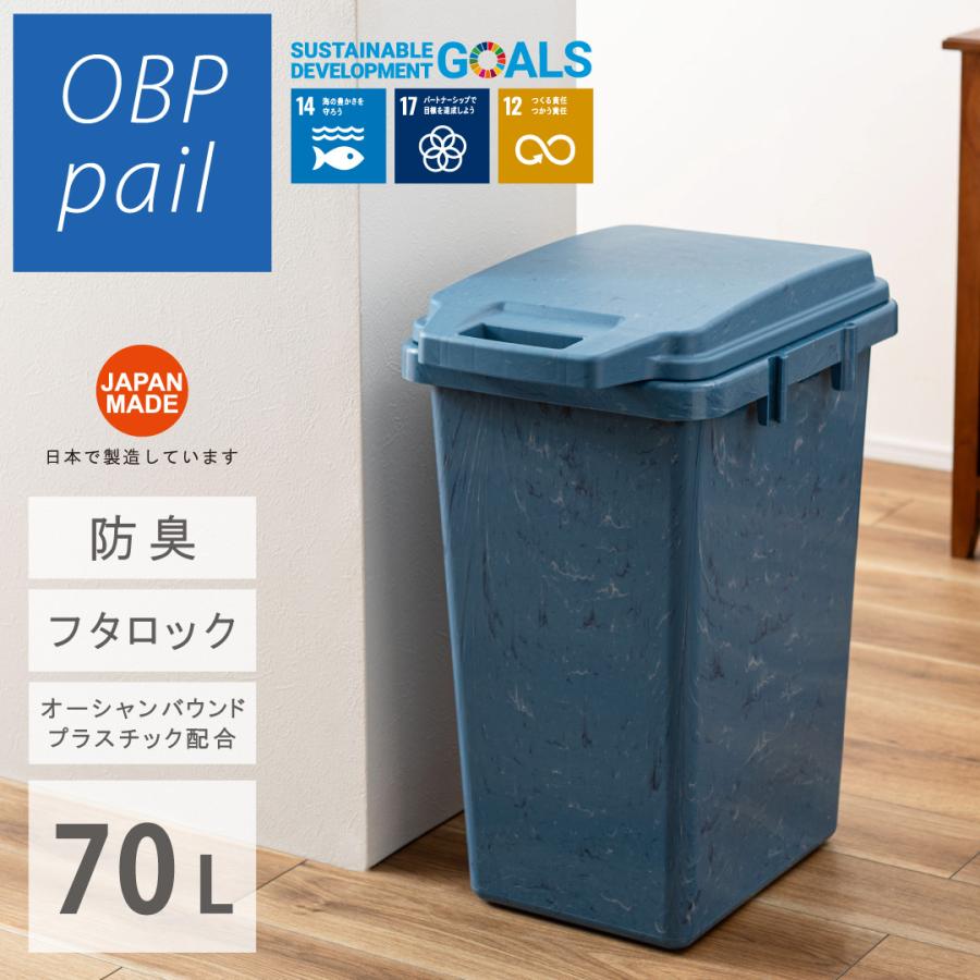 ワンハンドパッキンペール 70L RSD-52 ゴミ箱 ごみ箱 ダストボックス 70リットル ふた付き  キッチン 台所 リビング ロック機能付き パッキン付き   ブルー 青 | 東谷