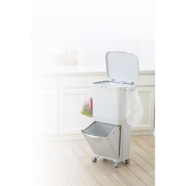 ゴミ箱 ダストボックス RSD-98 東谷 縦型分類ワゴンペール45S ホワイト 約45L(上段約30L+下段約15L) | 東谷 | 02