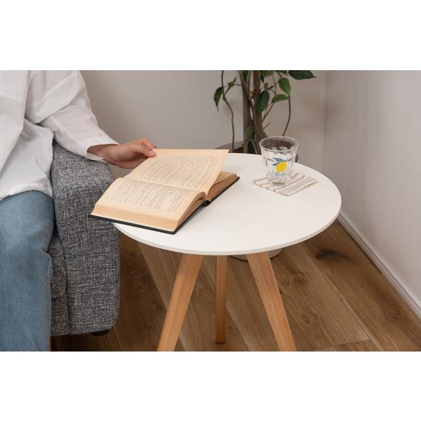 ラウンドサイドテーブル TAP-005WH サイドテーブル テーブル 寝室 おしゃれ 丸型 丸い 円形 木製 天然木 ウッド コンパクト 韓国インテリア | 東谷 | 12