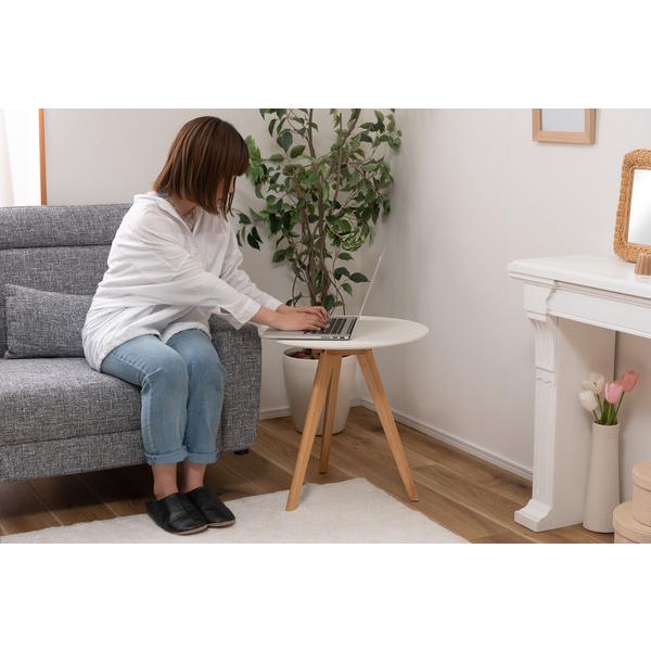 ラウンドサイドテーブル TAP-005WH サイドテーブル テーブル 寝室 おしゃれ 丸型 丸い 円形 木製 天然木 ウッド コンパクト 韓国インテリア | 東谷 | 09