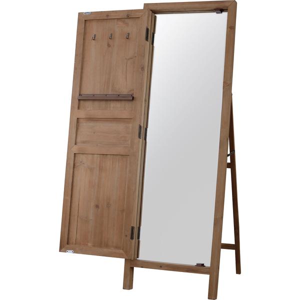 東谷 ソーレ ドアミラー TSM-13 スタンドミラー 木目 収納 フック