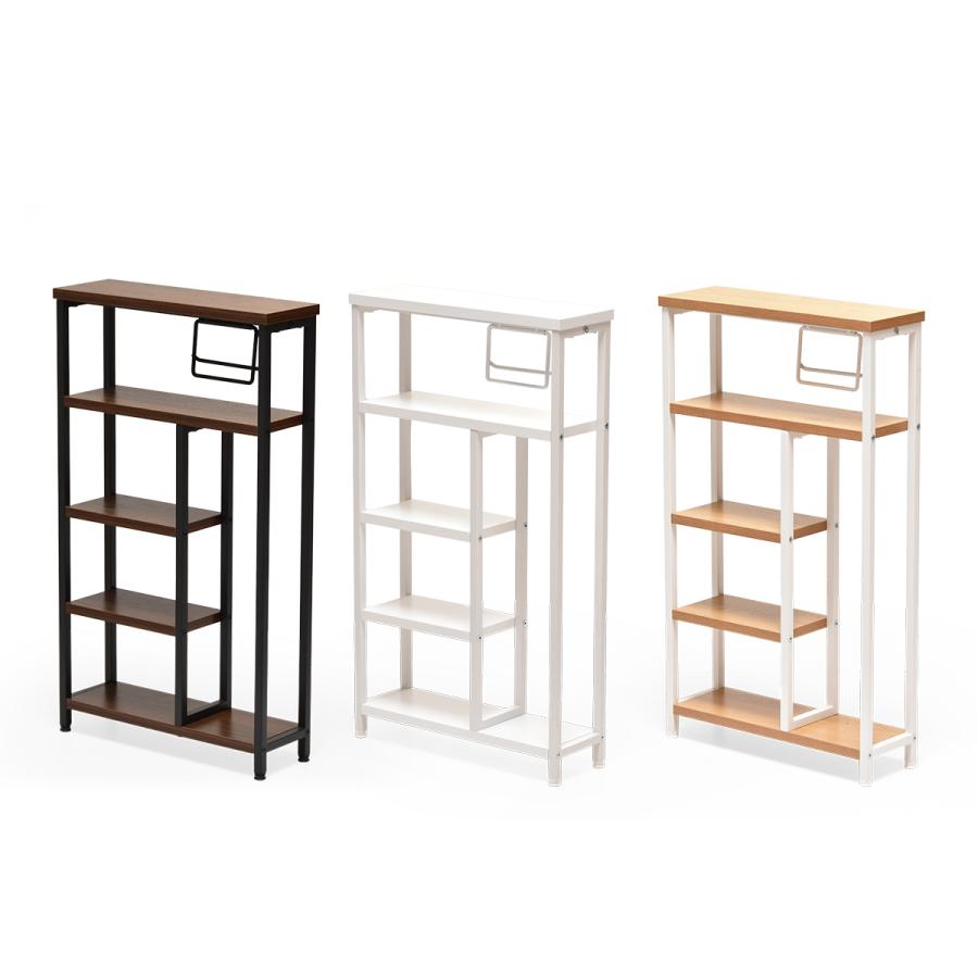 Nid ペーパーホルダー付き収納ラック NIRC0207 木製天板 ４段ラック トイレットペーパーホルダー付き スリム | B.Bファニシング | 19