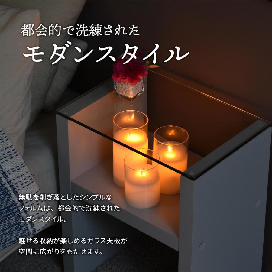 Noko ナイトテーブル NKST0263 強化ガラス　ガラスサイドテーブル ソファサイドテーブル　H型 ガラス | B.Bファニシング | 05