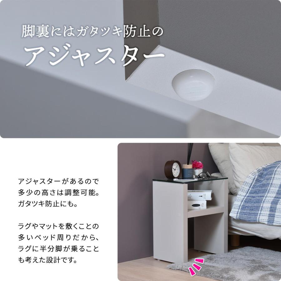 Noko ナイトテーブル NKST0263 強化ガラス　ガラスサイドテーブル ソファサイドテーブル　H型 ガラス | B.Bファニシング | 09