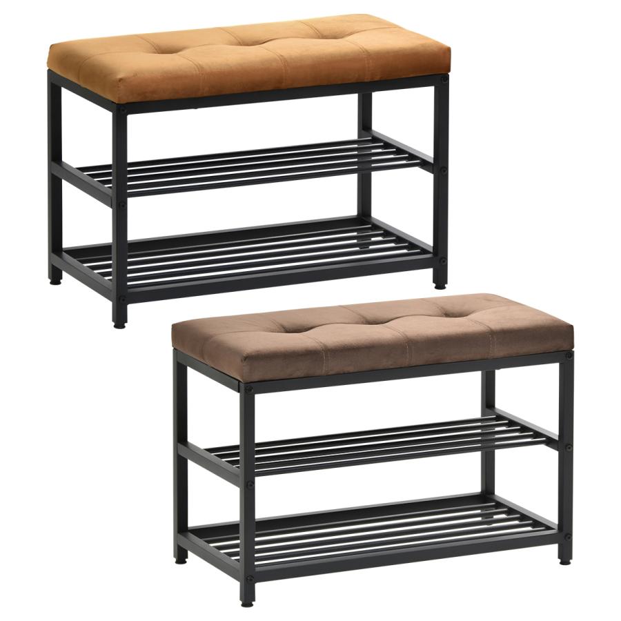 ベロア ベンチシューズラック 幅60 ONBN0082 W60下駄箱 玄関収納 玄関家具 靴ラック ラック 靴箱 収納 ダークブラウン ライトブラウン | B.Bファニシング | 19