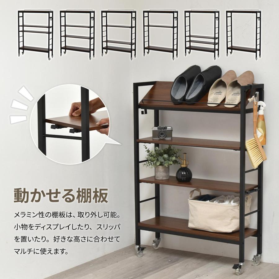 キャスター付 スリム収納ラック　棚KAKERU ONES0380 玄関収納 シンプルスタイル モダン 角型 木製 おしゃれ幅79cm 奥行28cm 高さ98.5cm 棚 ディスプレイ ラック | B.Bファニシング | 07