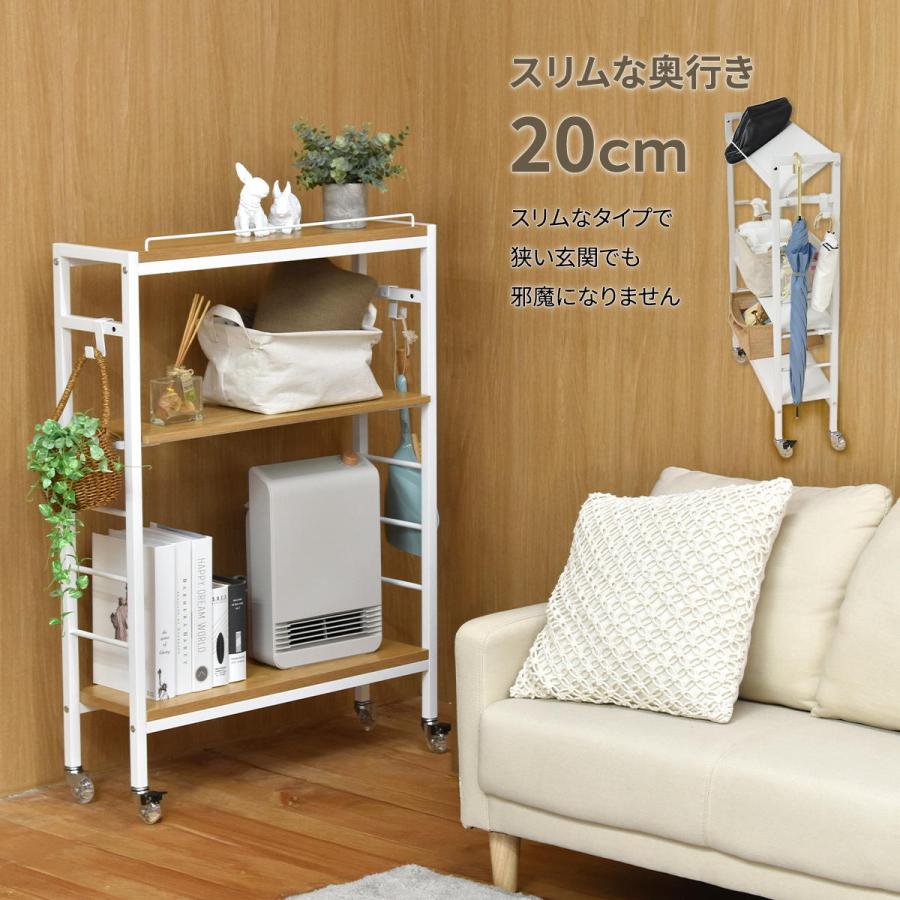 キャスター付 スリム収納ラック　棚KAKERU ONES0380 玄関収納 シンプルスタイル モダン 角型 木製 おしゃれ幅79cm 奥行28cm 高さ98.5cm 棚 ディスプレイ ラック | B.Bファニシング | 10