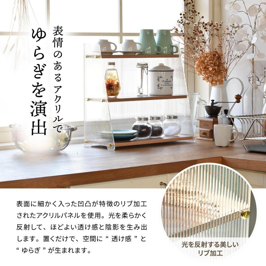 アクリル 三角収納棚 3段 ONLS0347 アクリル収納 リビング収納 シンプルスタイル モダン 角型 アクリル ラック アクリルラック 透明ラック | B.Bファニシング | 03