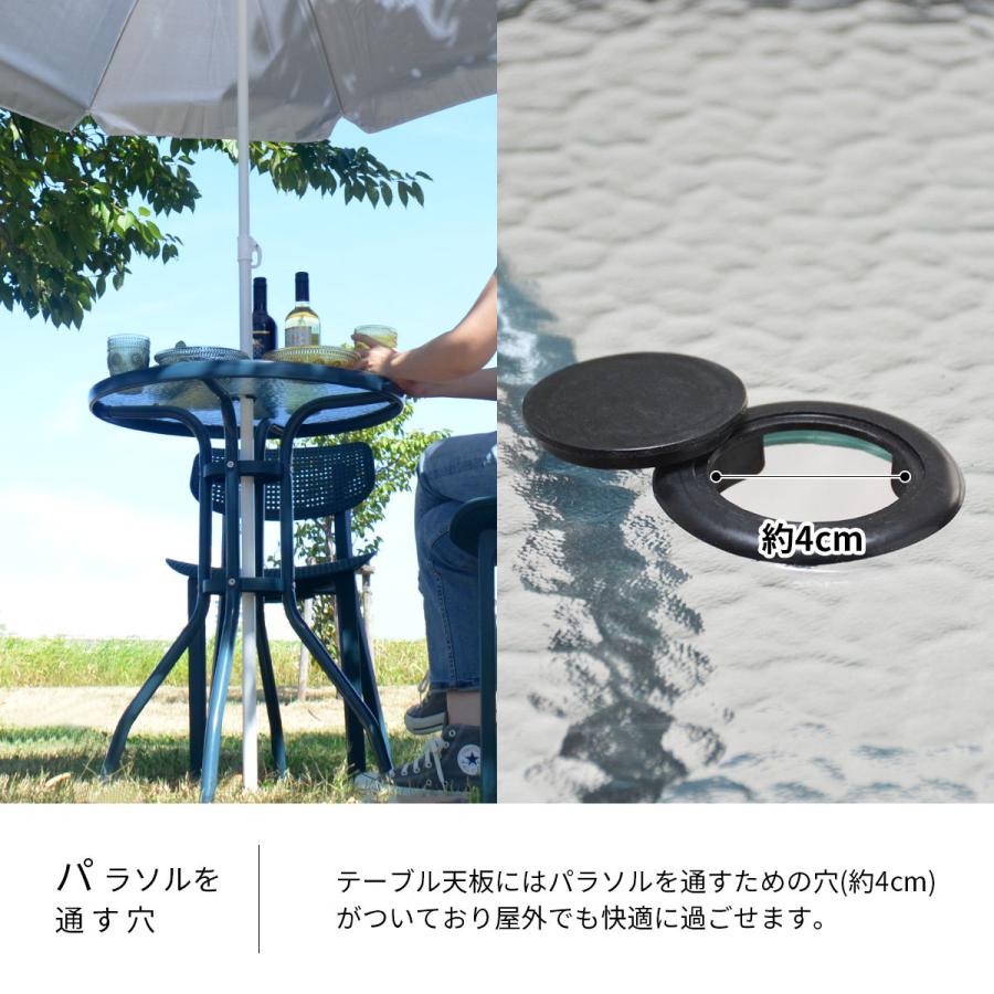 LUCCA ガーデンテーブル ONOD-0063 カフェテーブル ガラステーブル 強化ガラス パラソル穴 アウトドア ベランダ |  | 05