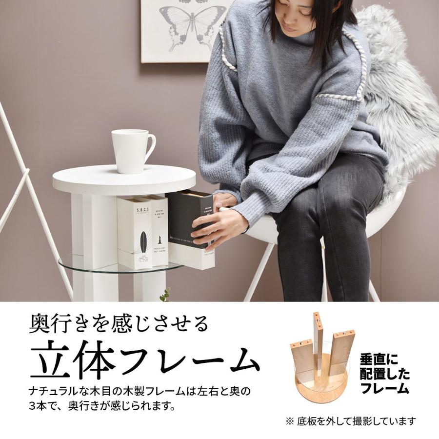 tone. サイドテーブル ONST0208 キャスター付き サイドテーブル ナイトテーブル ガラステーブル 木製テーブル ガラスサイドテーブル | B.Bファニシング | 05