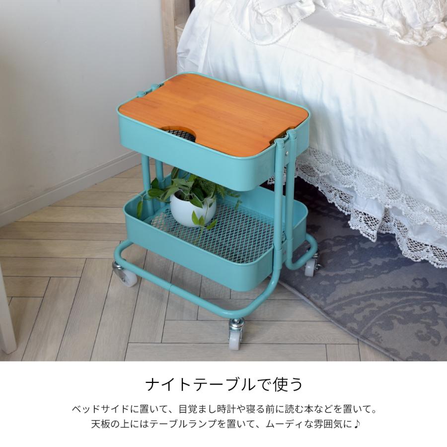 ROSSINI ミニバスケットワゴン 2段 ROWG-41T-2D キッチンワゴン トローリーワゴン キッチンラック 幅45 天板付 フタ付 キャスター付 | B.Bファニシング | 10