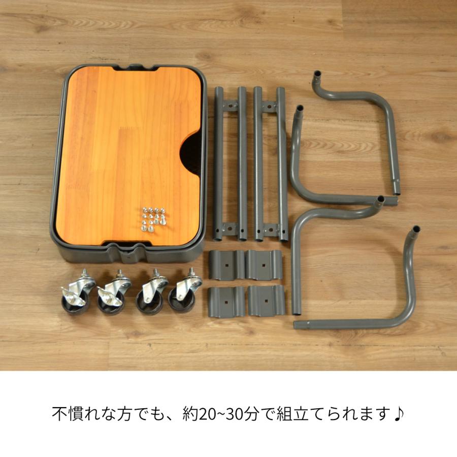 ROSSINI ミニバスケットワゴン 2段 ROWG-41T-2D キッチンワゴン トローリーワゴン キッチンラック 幅45 天板付 フタ付 キャスター付 | B.Bファニシング | 11