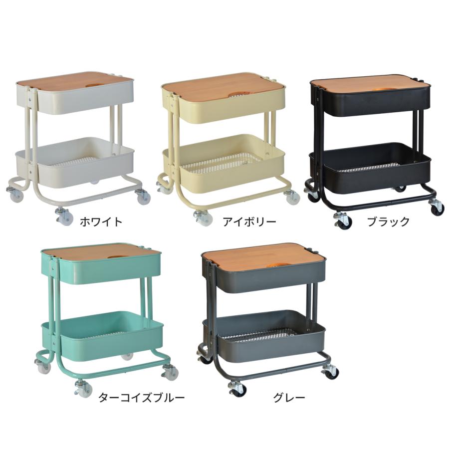 ROSSINI ミニバスケットワゴン 2段 ROWG-41T-2D キッチンワゴン トローリーワゴン キッチンラック 幅45 天板付 フタ付 キャスター付 | B.Bファニシング | 01