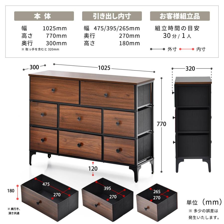 TURN CHEST 3段 8杯 RVLS0286 リバーシブル ヴィンテージチェスト チェスト キャビネット ワイド幅引き出し8杯  木目天板 リバーシブルデザイン | B.Bファニシング | 18