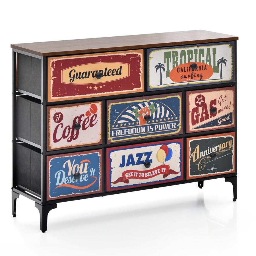 TURN CHEST 3段 8杯 RVLS0286 リバーシブル ヴィンテージチェスト チェスト キャビネット ワイド幅引き出し8杯  木目天板 リバーシブルデザイン | B.Bファニシング | 19