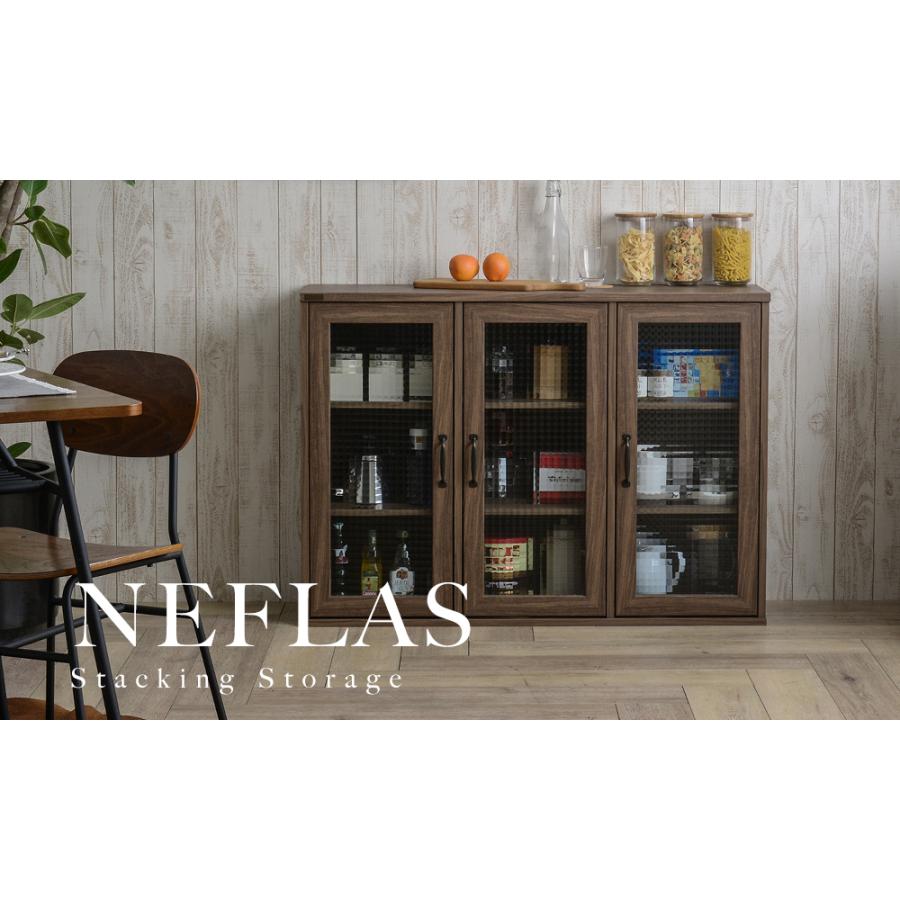 NEFLAS（ネフラス）ガラスキャビネット（120cm幅） NF80-120G キッチン 戸棚 ディスプレイ 収納 インテリア | 4FUL | 03
