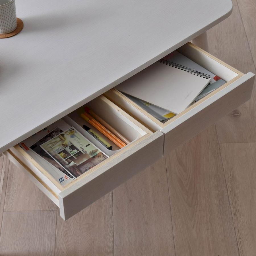 Sereno（セレノ）ローテーブル  (引出し付き・90cm幅) VT4090HT-WH 机 リビングテーブル 突板 収納 天然木 | 4FUL | 01