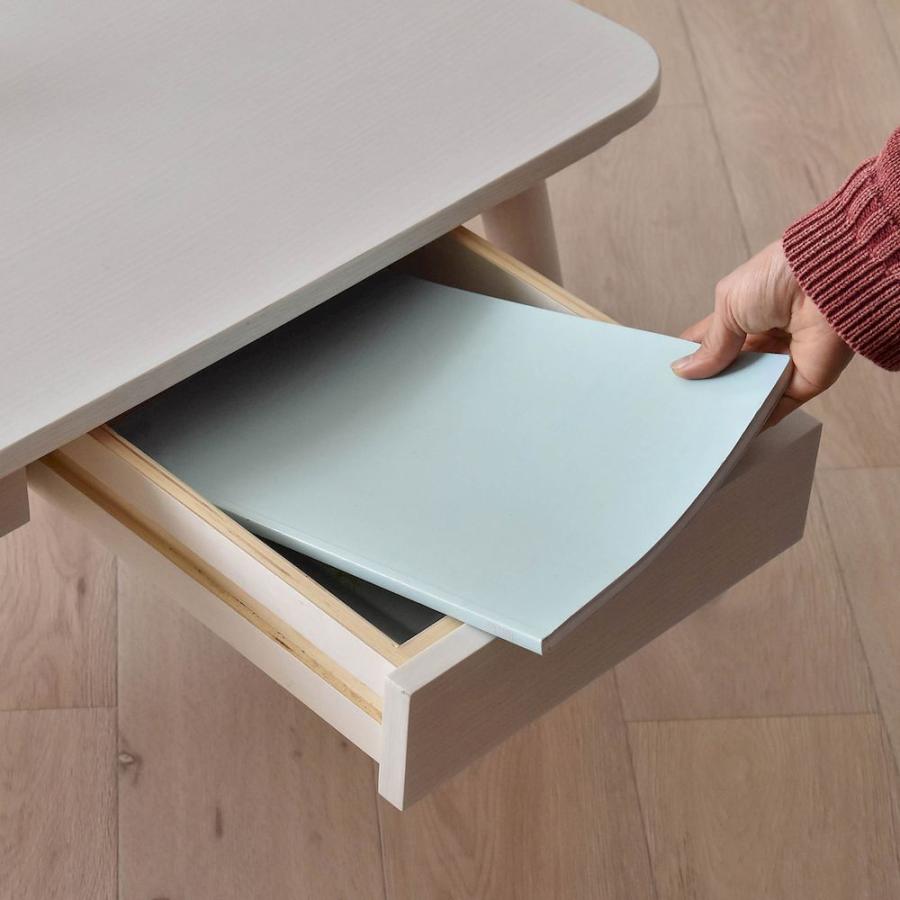 Sereno（セレノ）ローテーブル  (引出し付き・90cm幅) VT4090HT-WH 机 リビングテーブル 突板 収納 天然木 | 4FUL | 02