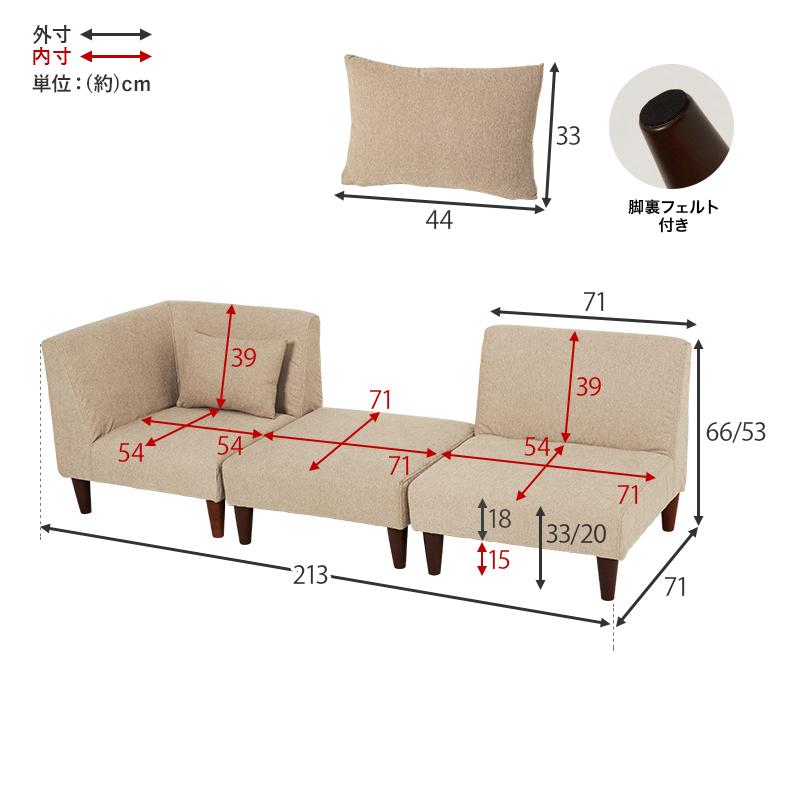 ソファ3点セット FLATS-3S フラットS-3S 組み換え組み換えソファ ロータイプ 組み合わせ可能 低め リビング インテリア 椅子 コーナーソファ｜itcom-ec｜19