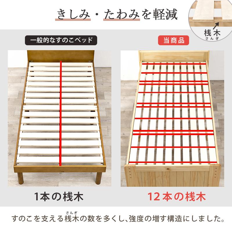 シングルベッド MB-5915S すのこベッド 天然木 高さ調節可能 収納スペース コンセント付 カントリー調 | HAGiHARA | 10