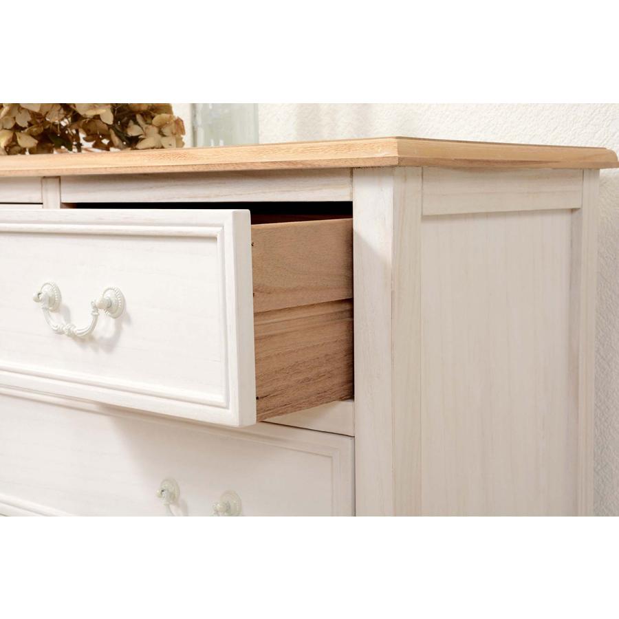 ブロカントシリーズ チェスト (ホワイト) MCH-7321WH 収納家具 衣類収納 タンス 引き出し 桐材 新生活 幅80 | HAGiHARA | 09