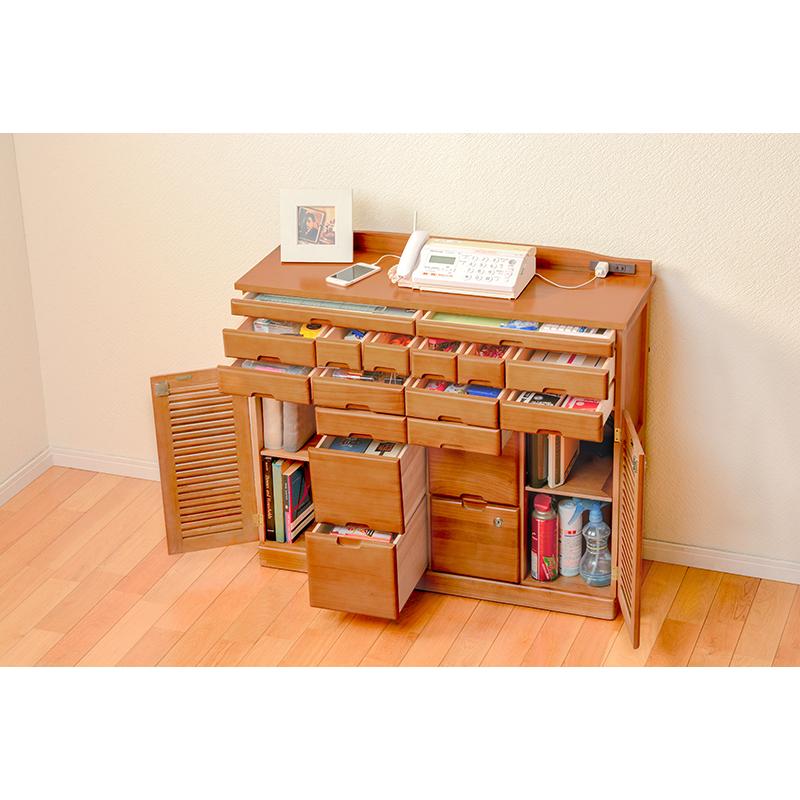 HAGiHARA FAX台 MFX-8209 電話台 ファックス台 多段 引き出し 鍵