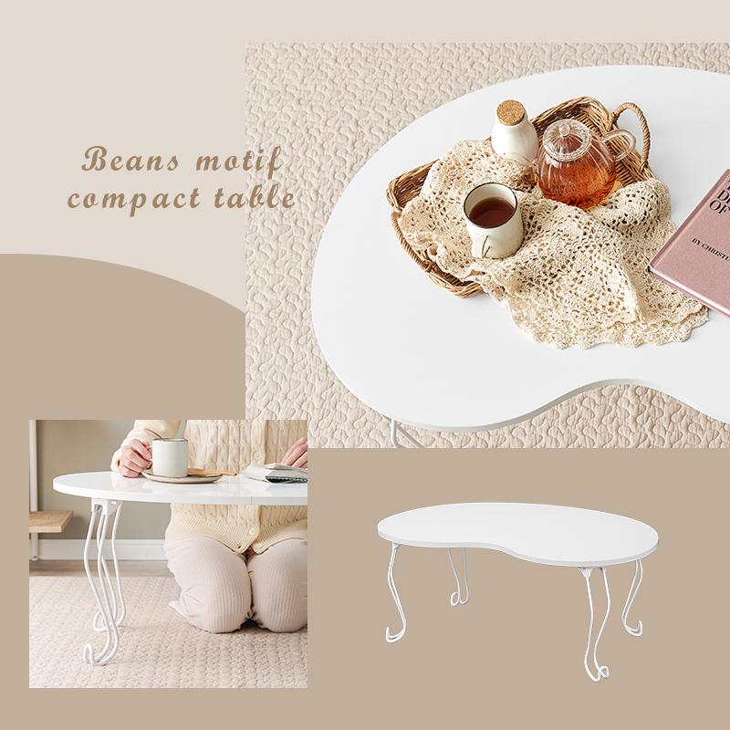 テーブル MT-6639WH センターテーブル リビングテーブル 折れ脚 ビーンズテーブル ワンルーム 韓国風 | HAGiHARA | 02