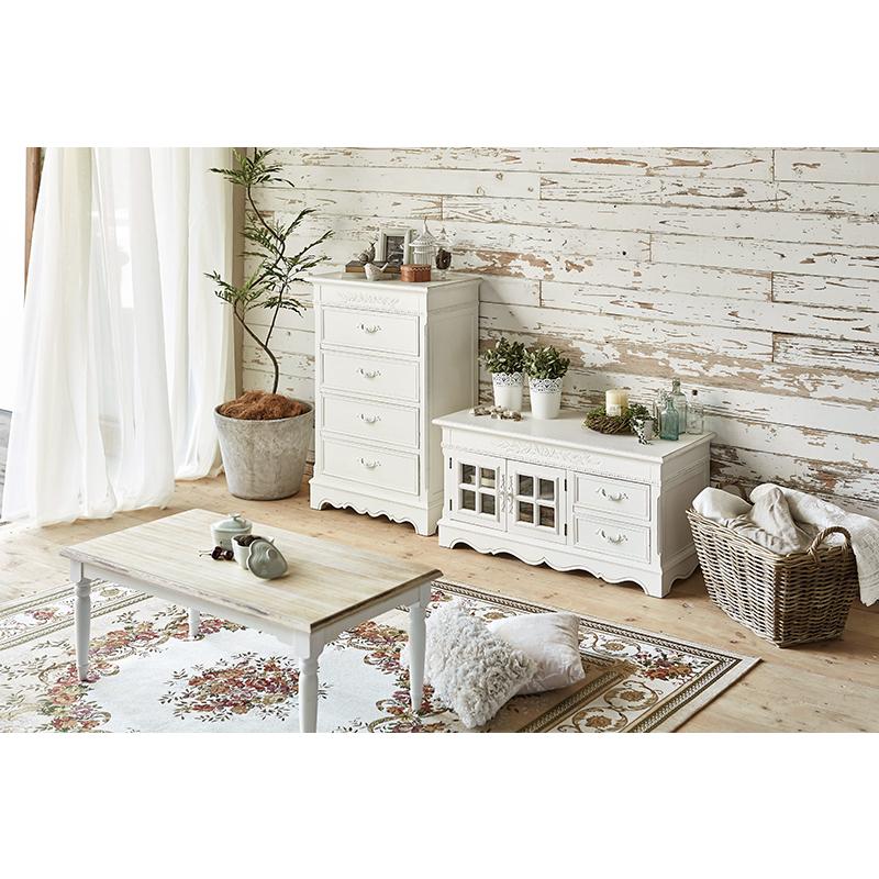 ブロカントシリーズ テーブル (ホワイト) MT-7334WH デスク 机 ちゃぶ台 引き出し付 リビング ダイニング 幅90 | HAGiHARA | 08