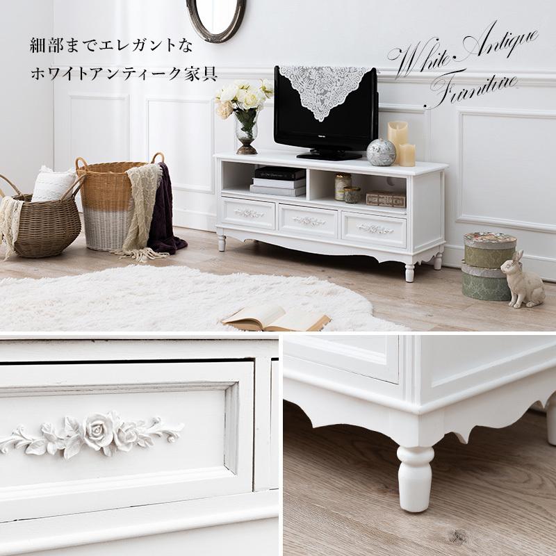 TV台（ホワイト） MTV-8193-WH ローボード テレビ台 収納 引き出し完成品 インテリア 薔薇 幅105cm | HAGiHARA | 02