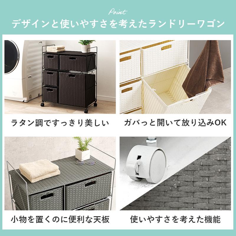 ランドリー RAN-2458 ランドリーバスケット 洗濯カゴ 洗濯物入れ 収納 ランドリーラック バスケット キャスター付き カゴ チェスト | HAGiHARA | 05