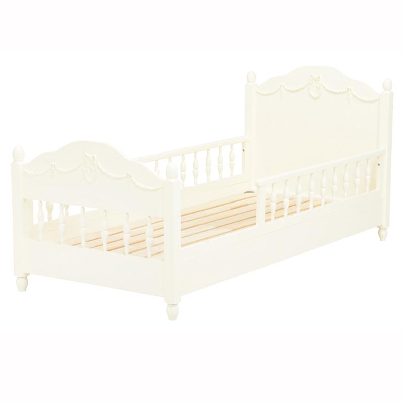 柵付ベッド (ホワイト) RB-1854WH セミシングルショート 白 寝室 子供部屋 組立式 上品 | HAGiHARA