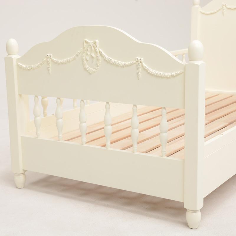 柵付ベッド (ホワイト) RB-1854WH セミシングルショート 白 寝室 子供部屋 組立式 上品 | HAGiHARA | 03