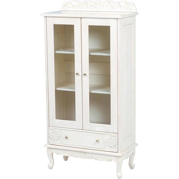 ヴィオレッタシリーズ ガラスキャビネット RCC-1753AW アンティークホワイト ホワイト 白 収納 キャビネット | HAGiHARA