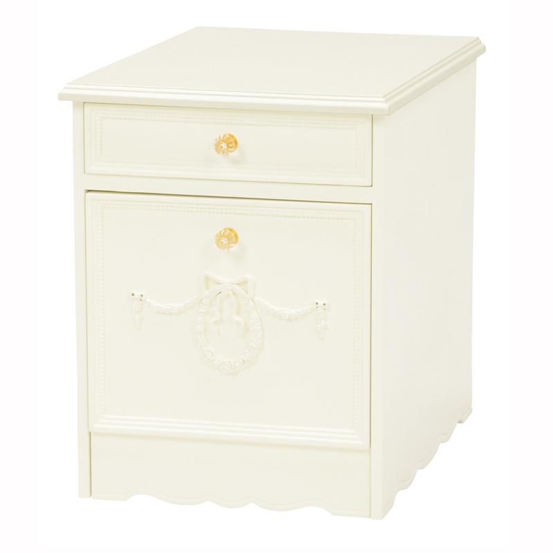 サイドチェスト(ホワイト) RCH-1852WH  白 収納 キャビネット 子供部屋 小物収納 リビング リボン | HAGiHARA